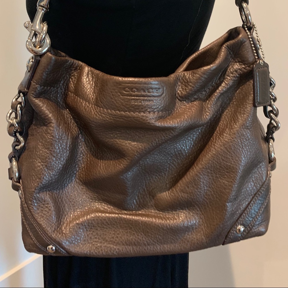 Coach brown leather shoulder bag